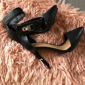 JUST FAB black stilettos with straps